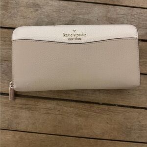 kate spade Two-Tone Light Cream and Off-White Zip Wallet